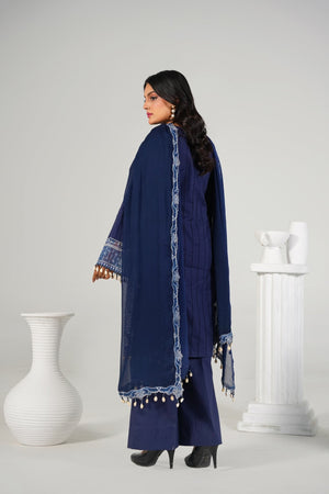 3 Piece Embroidered Blue Suit - Abeer Rasheed