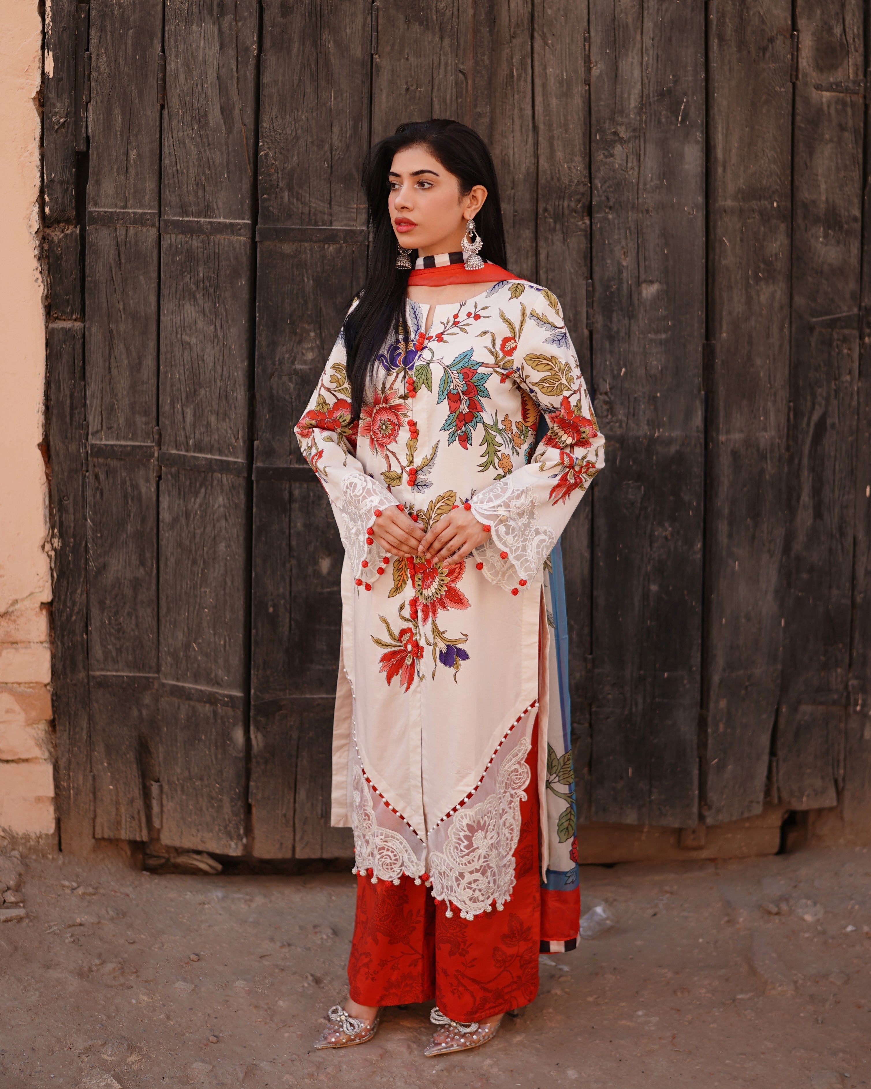 3 Piece Unstitched - Premium Lawn White Suit