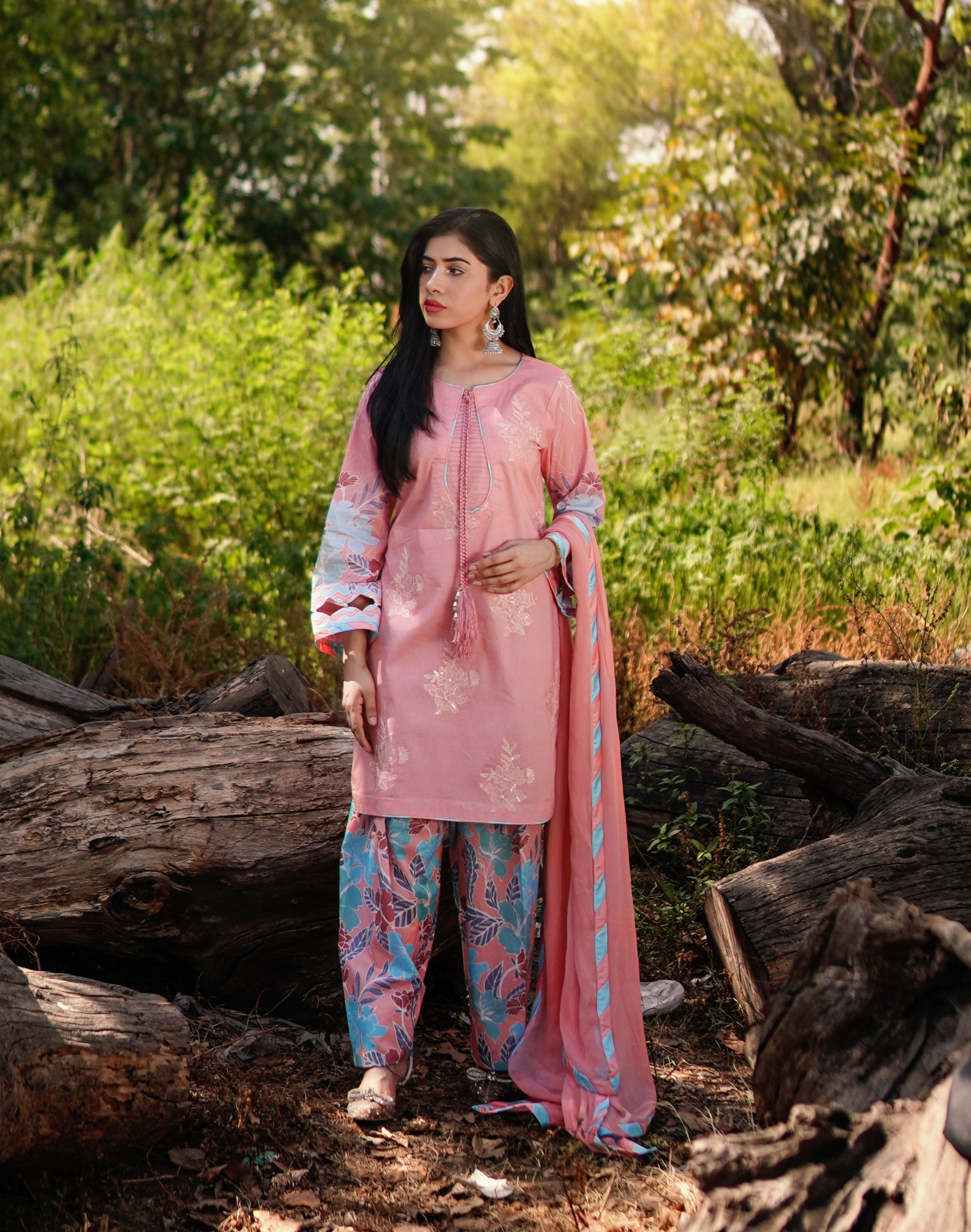 3 Piece Unstitched - Premium Lawn Peach Suit