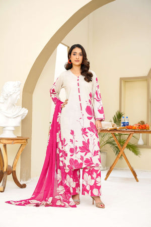 Frost Blush - 3 Piece Printed Suit - Abeer Rasheed