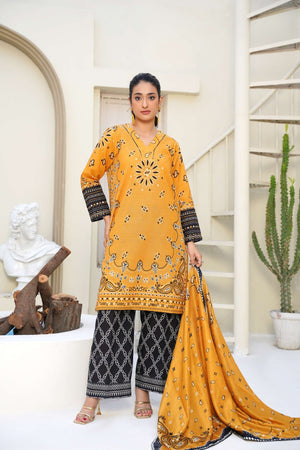 Honey Ember - 3 Piece Printed Suit - Abeer Rasheed