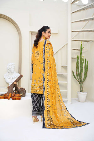 Honey Ember - 3 Piece Printed Suit - Abeer Rasheed