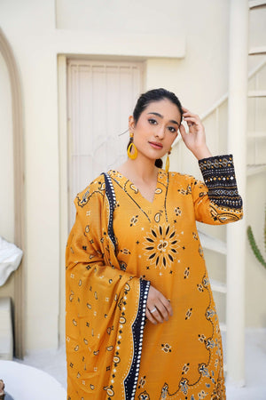 Honey Ember - 3 Piece Printed Suit - Abeer Rasheed