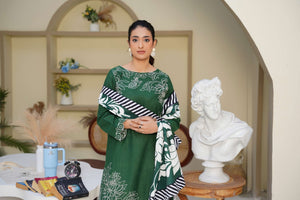 Pine Latte - 3 Piece Embroidered Suit - Abeer Rasheed