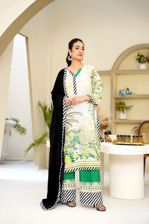 Velvet Latte - 3 Piece Printed Suit - Abeer Rasheed