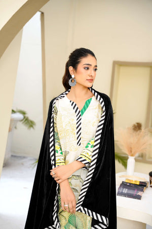 Velvet Latte - 3 Piece Printed Suit - Abeer Rasheed