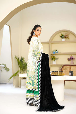 Velvet Latte - 3 Piece Printed Suit - Abeer Rasheed