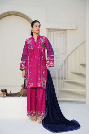 Winterberry Latte - 3 Piece Embroidered Suit - Abeer Rasheed
