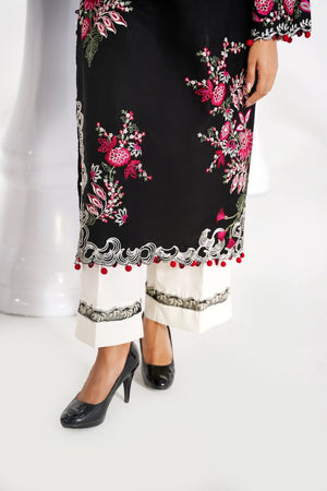 3 Piece Embroidered Black Suit - Abeer Rasheed