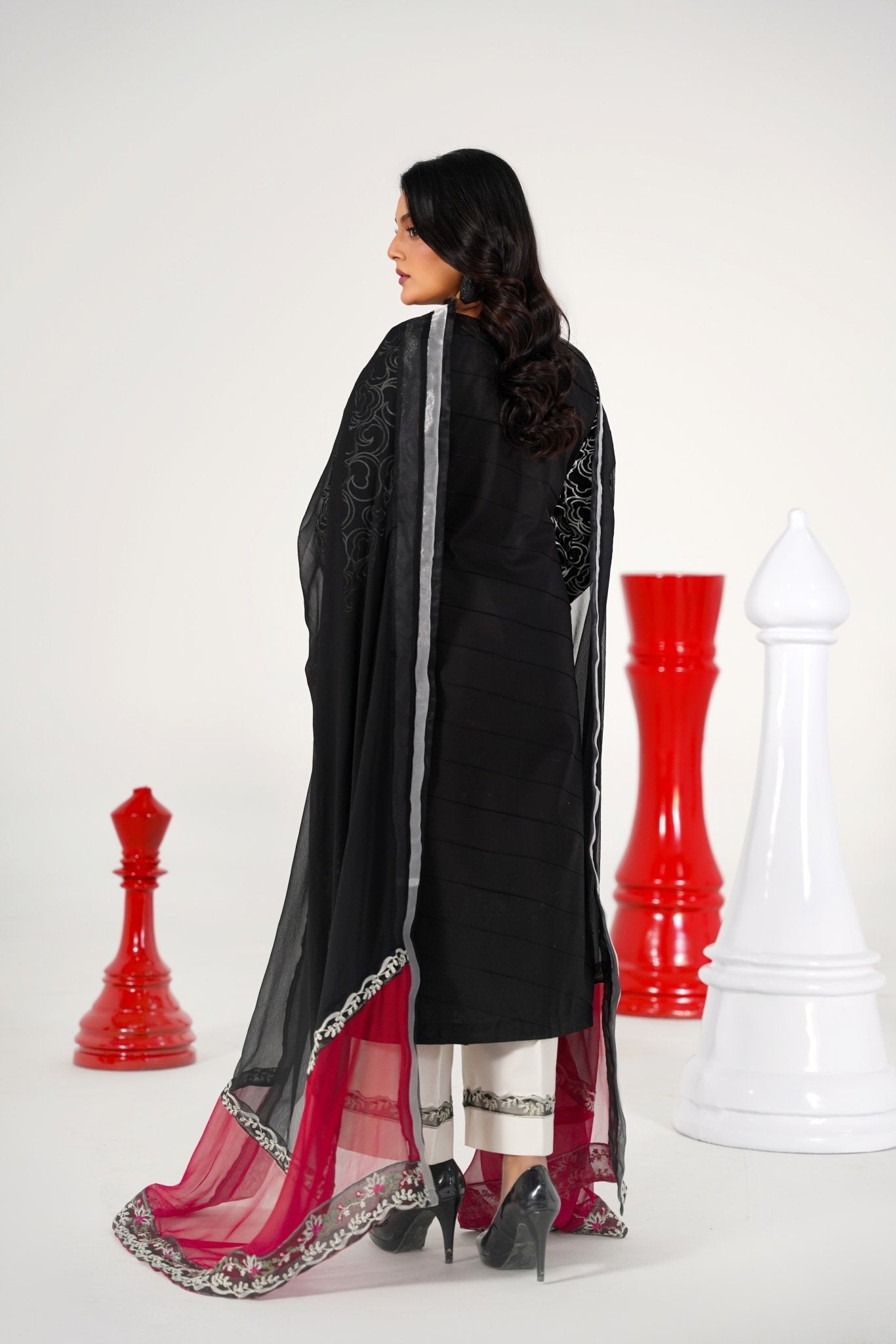 3 Piece Embroidered Black Suit - Abeer Rasheed