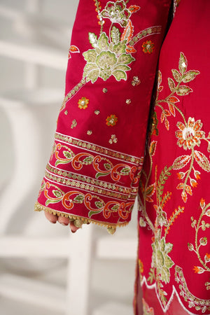 3 Piece Embroidered Cherry Red Suit - Abeer Rasheed