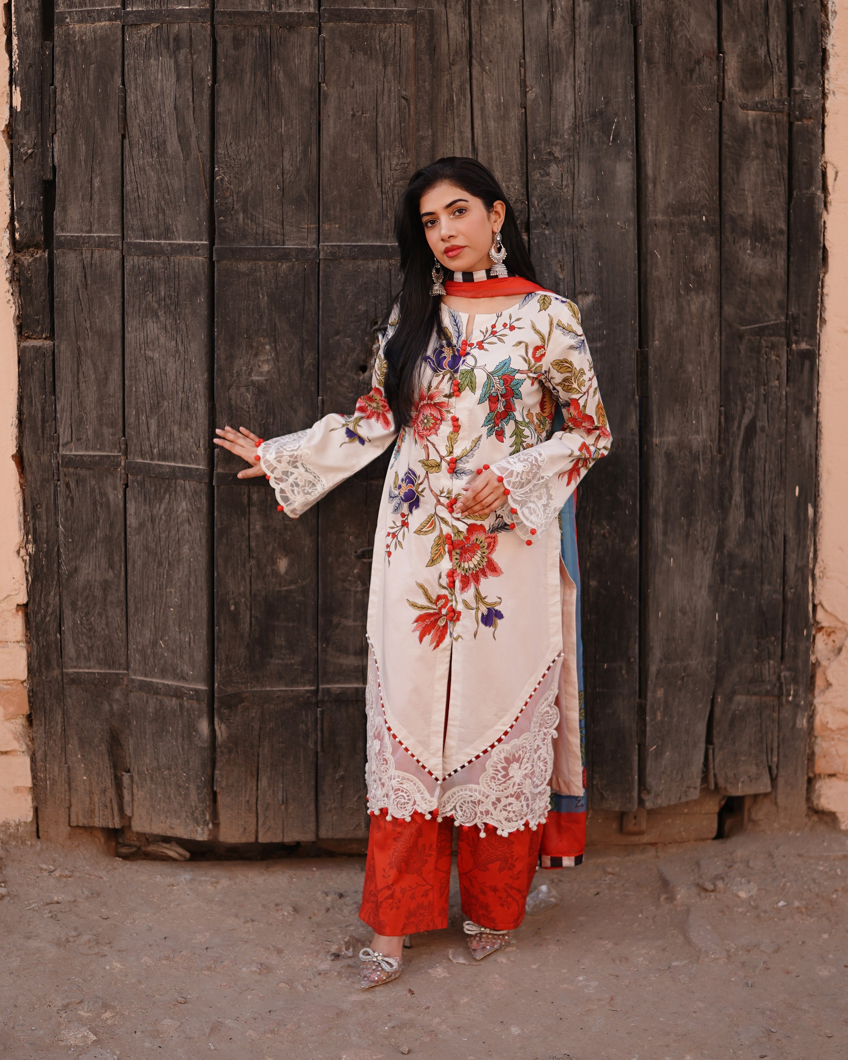 3 Piece Unstitched - Premium Lawn White Suit