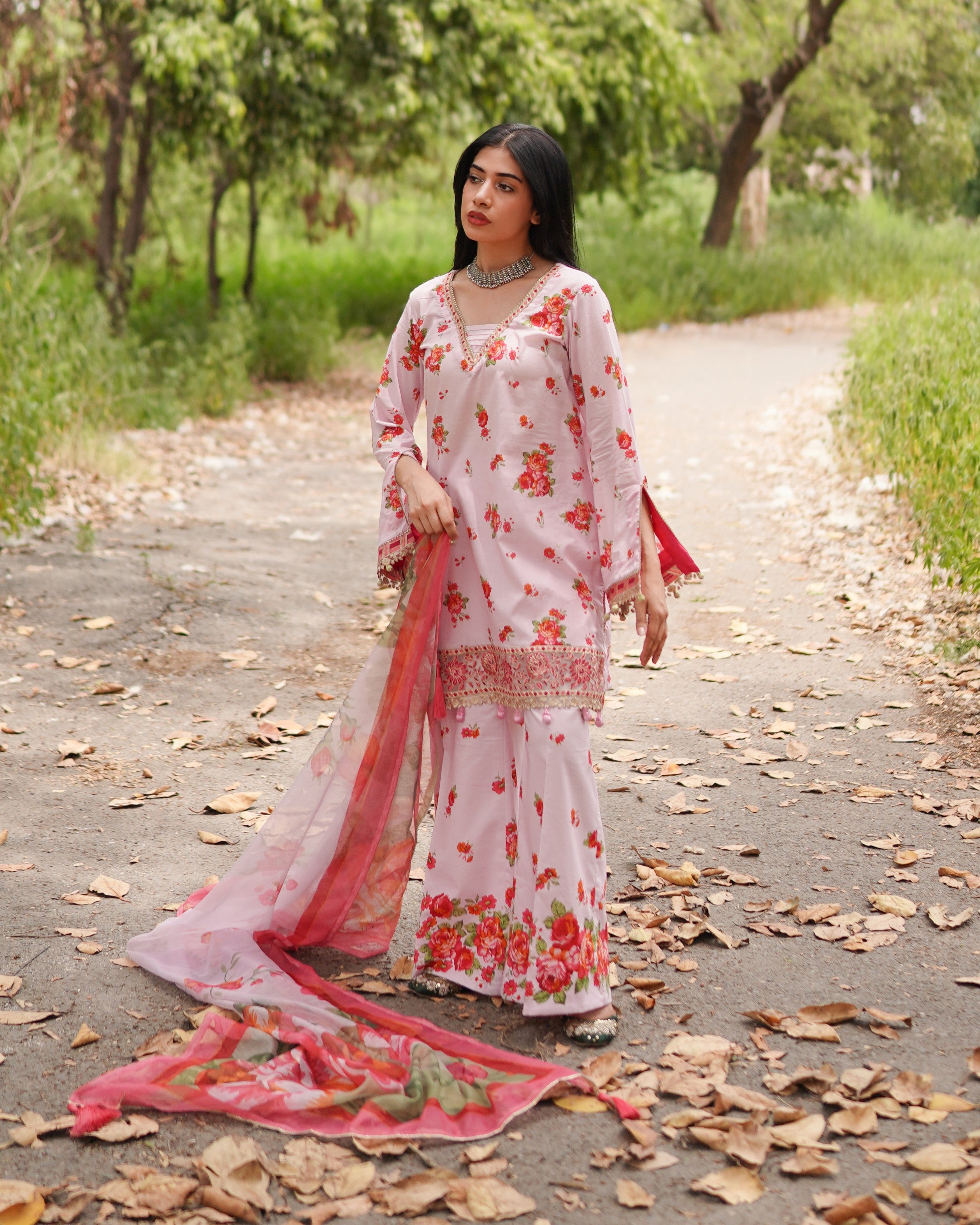 3 Piece Unstitched - Premium Lawn Light Pink Suit