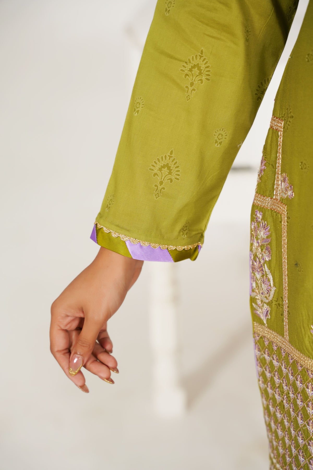 Rasheed 82 2 Piece Pret - Embroided Premium Lawn Pear Green Suit – Abeer Rasheed