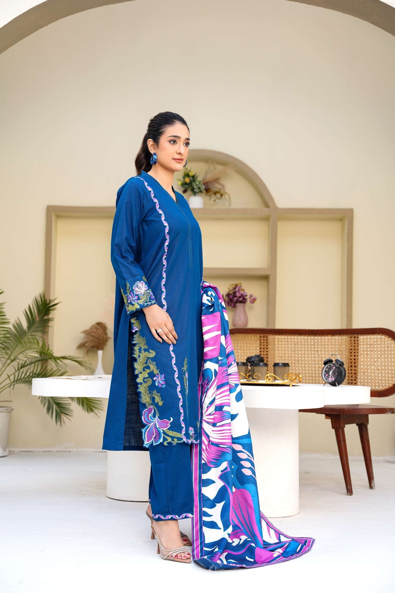 Blue Berry - 3 Piece Embroidered Suit - Abeer Rasheed
