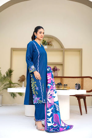 Blue Berry - 3 Piece Embroidered Suit - Abeer Rasheed