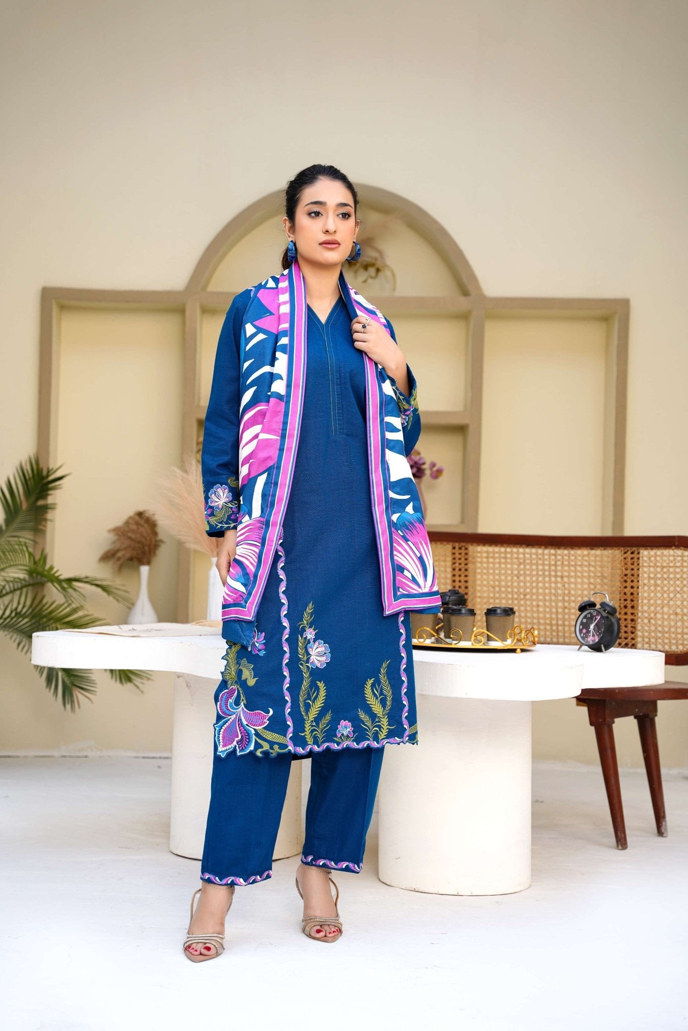Blue Berry - 3 Piece Embroidered Suit - Abeer Rasheed