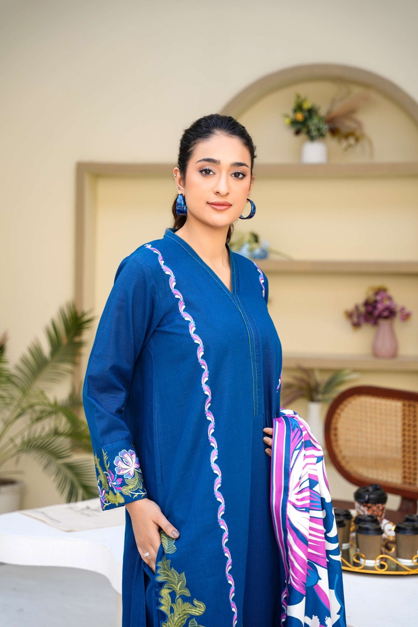 Blue Berry - 3 Piece Embroidered Suit - Abeer Rasheed