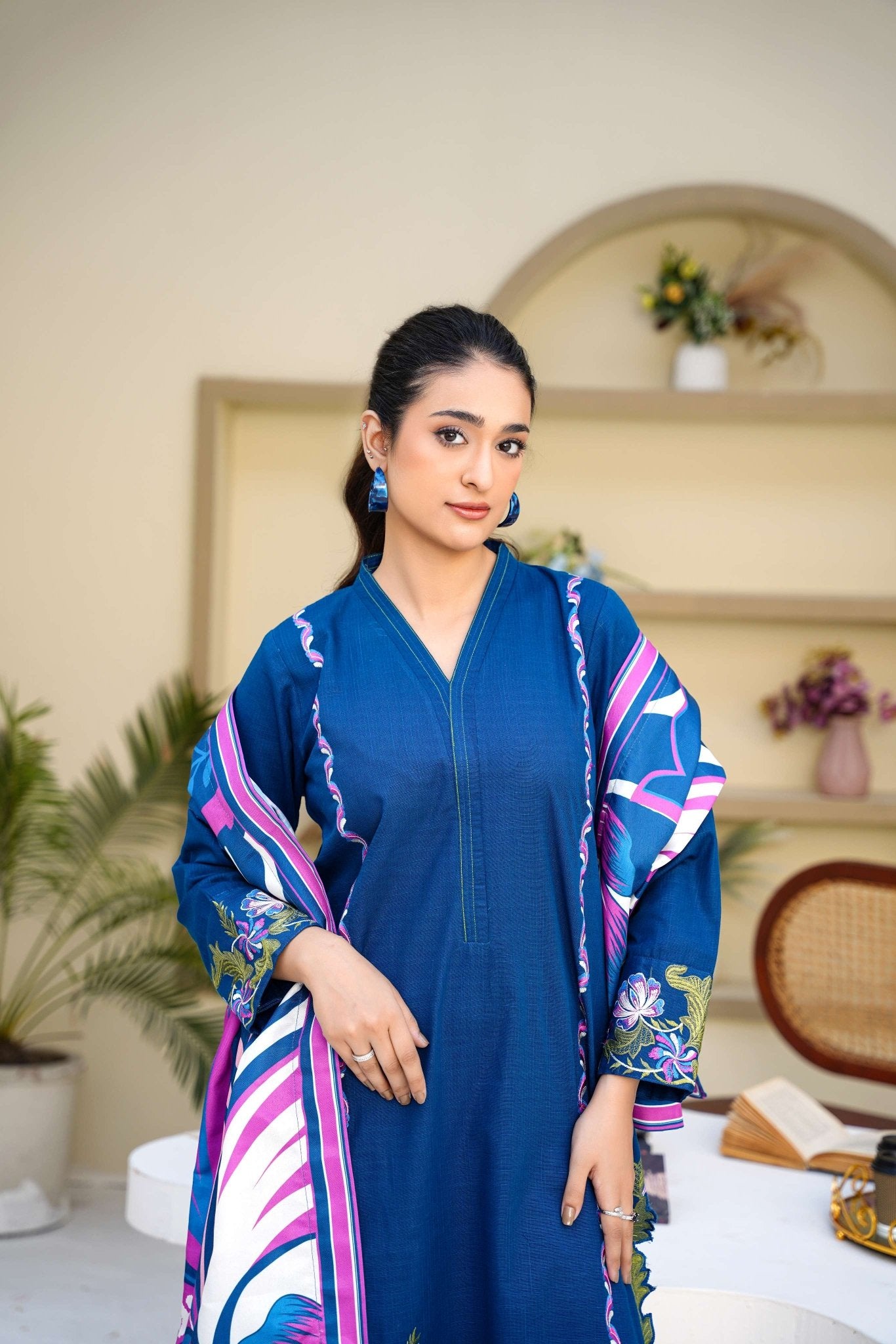 Blue Berry - 3 Piece Embroidered Suit - Abeer Rasheed