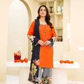 Burnt Mocha - 3 Piece Printed Suit - Abeer Rasheed