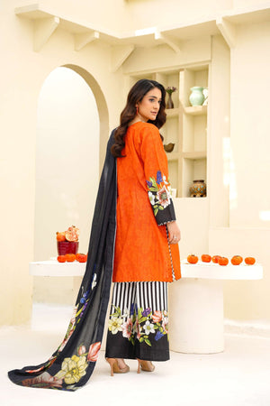 Burnt Mocha - 3 Piece Printed Suit - Abeer Rasheed