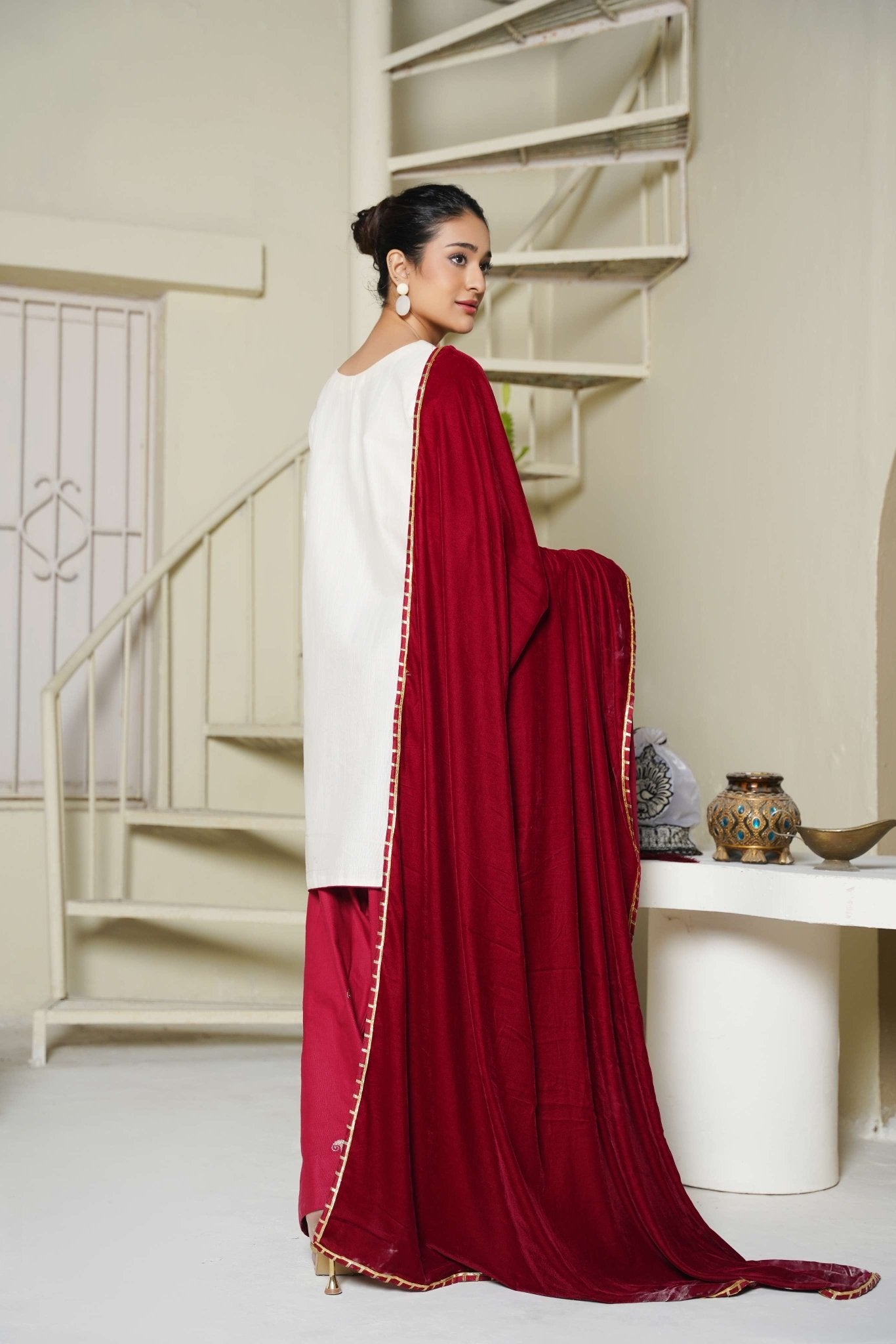 Cherry Velvet - 3 Piece Embroidered Suit - Abeer Rasheed