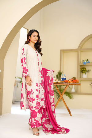 Frost Blush - 3 Piece Printed Suit - Abeer Rasheed