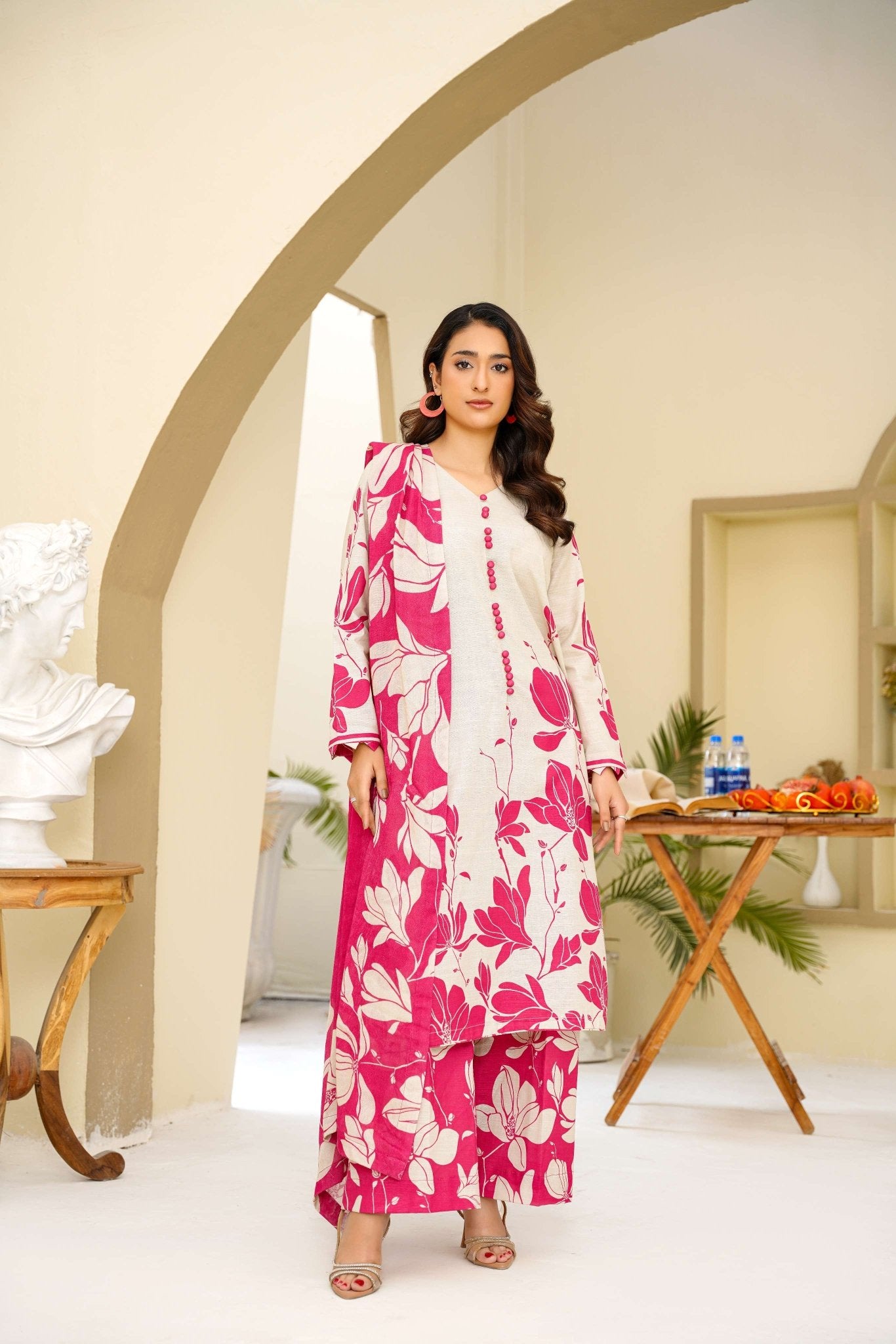 Frost Blush - 3 Piece Printed Suit - Abeer Rasheed