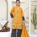 Honey Ember - 3 Piece Printed Suit - Abeer Rasheed