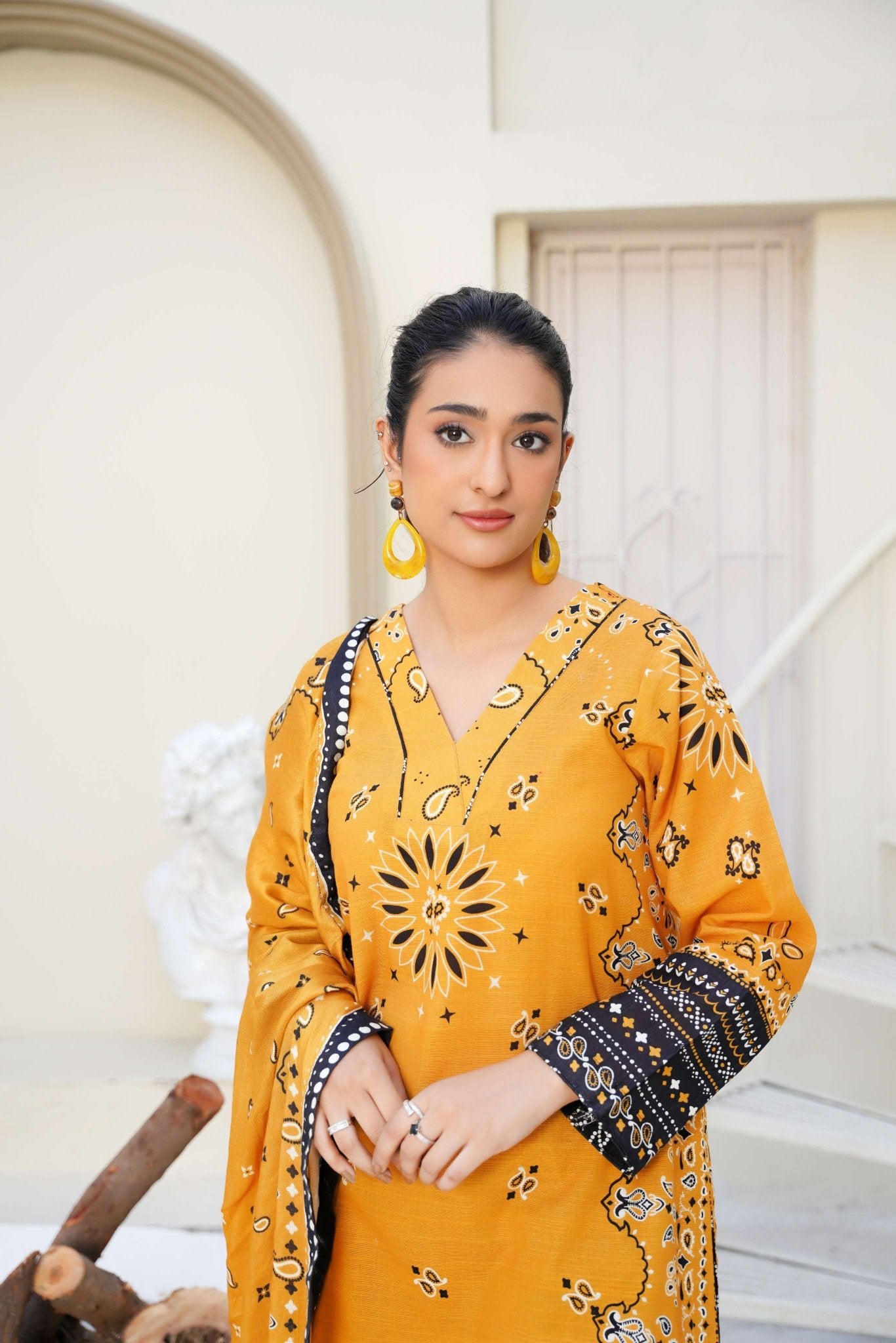 Honey Ember - 3 Piece Printed Suit - Abeer Rasheed
