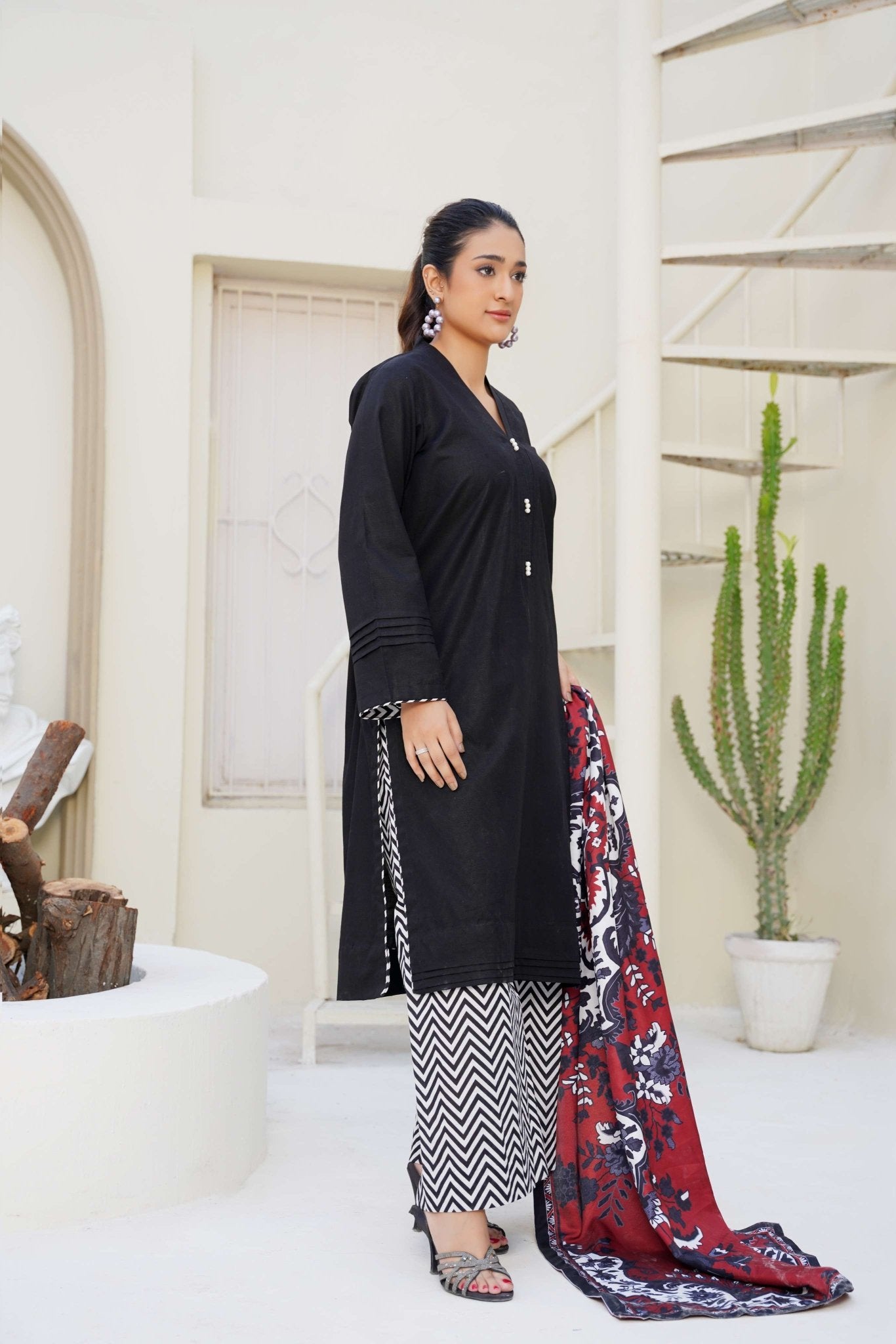 Nightfall Frost - 3 Piece Printed Suit - Abeer Rasheed