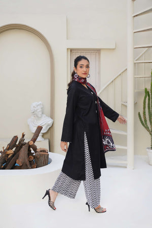 Nightfall Frost - 3 Piece Printed Suit - Abeer Rasheed