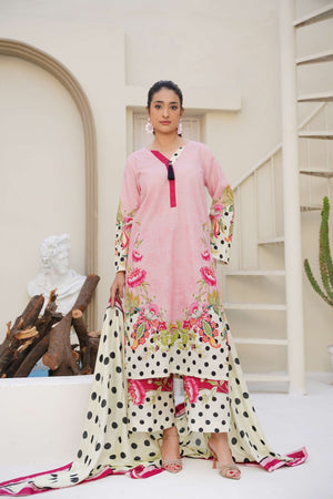 Rose Flurry - 3 Piece Printed Suit - Abeer Rasheed