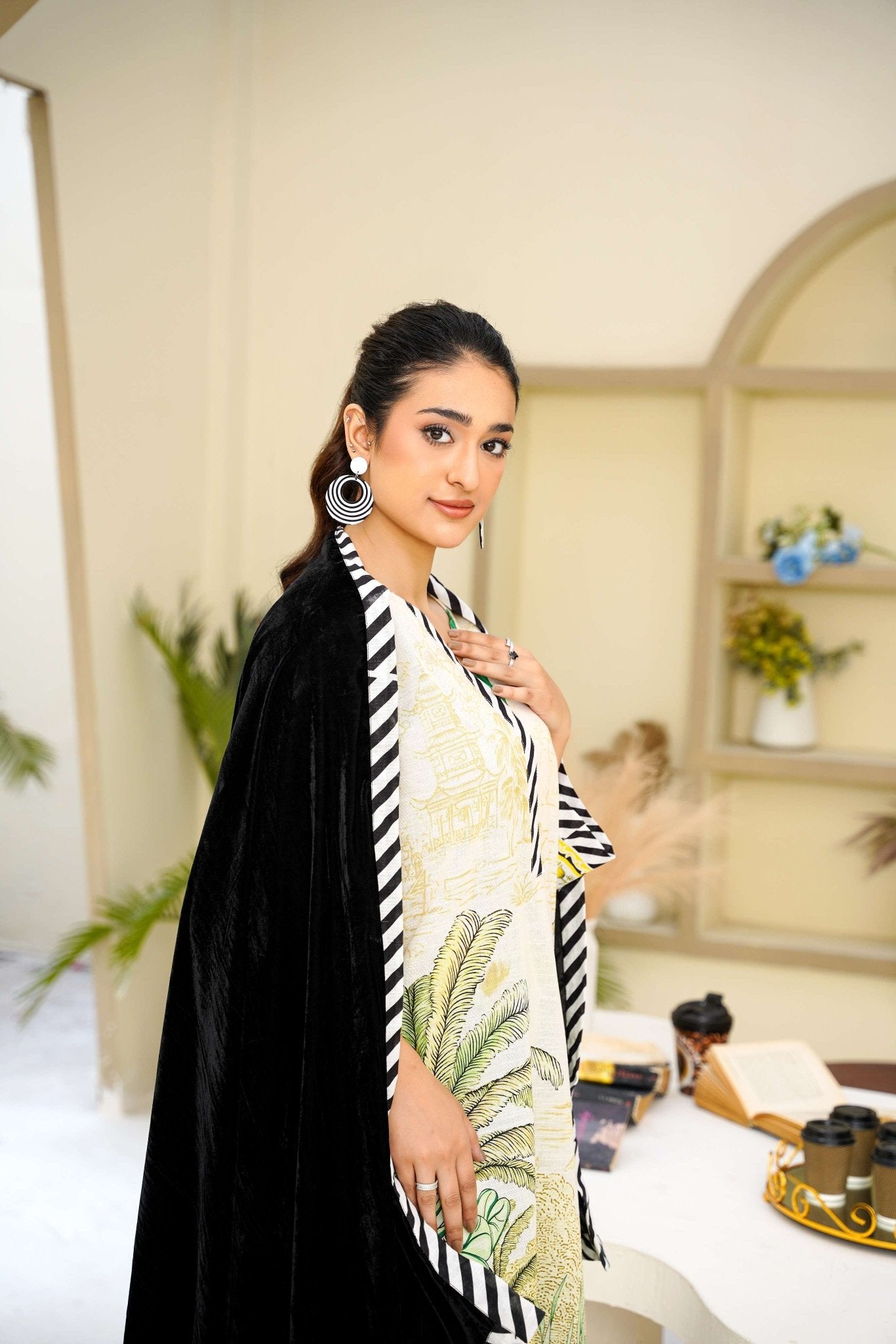 Velvet Latte - 3 Piece Printed Suit - Abeer Rasheed