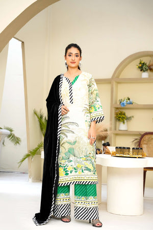 Velvet Latte - 3 Piece Printed Suit - Abeer Rasheed