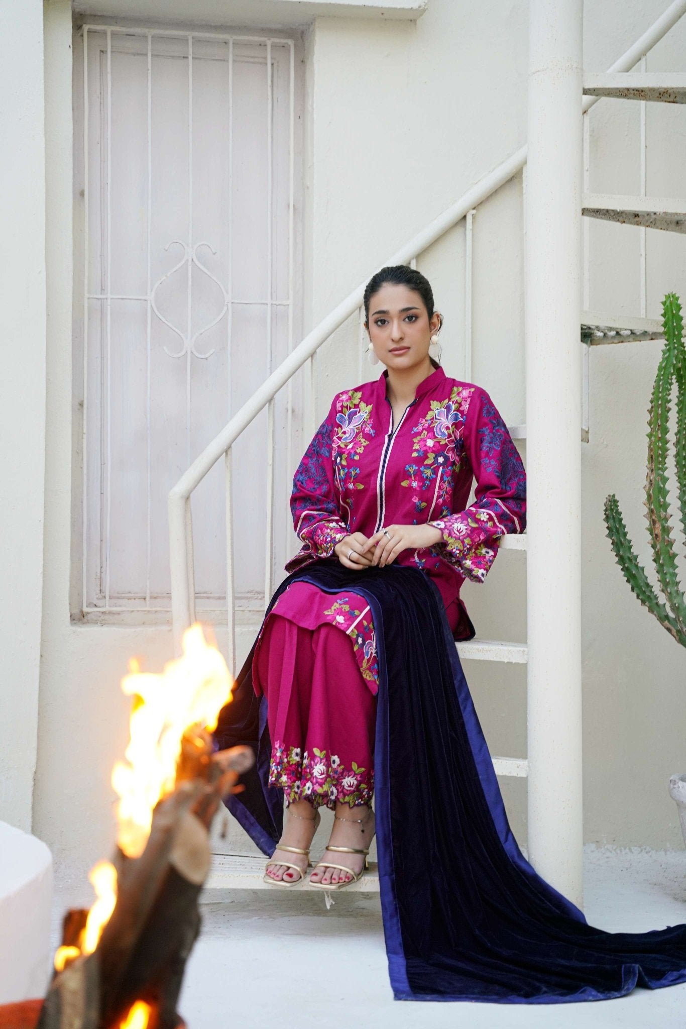 Winterberry Latte - 3 Piece Embroidered Suit - Abeer Rasheed