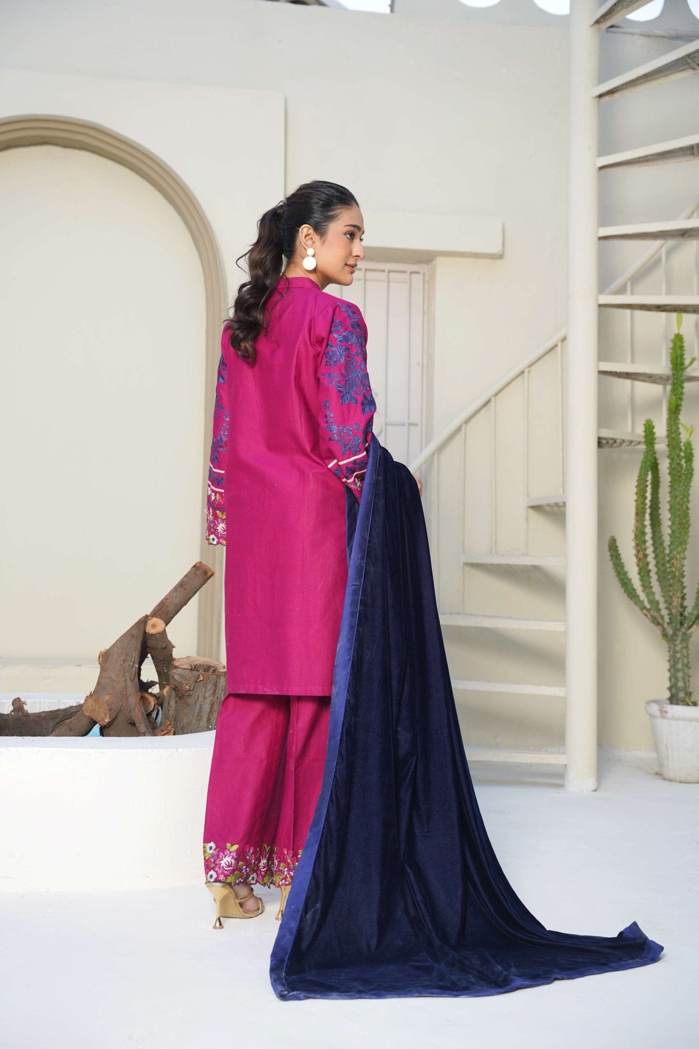 Winterberry Latte - 3 Piece Embroidered Suit - Abeer Rasheed